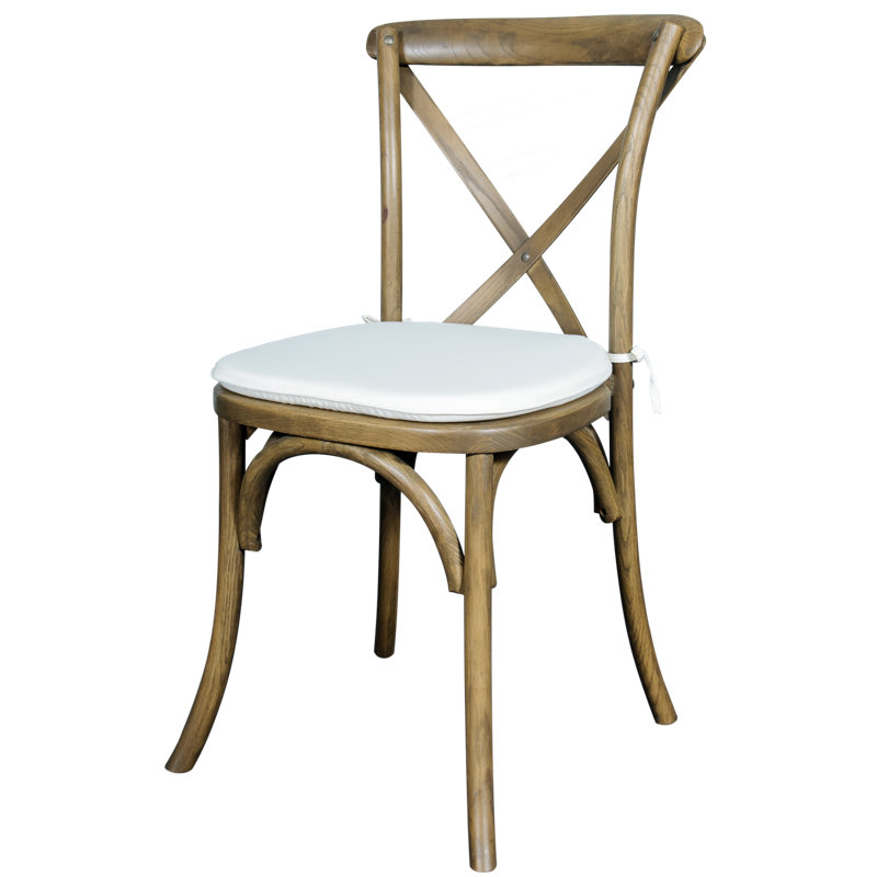 Rustic Wood Cross Back Dining Side Chair with Cushion