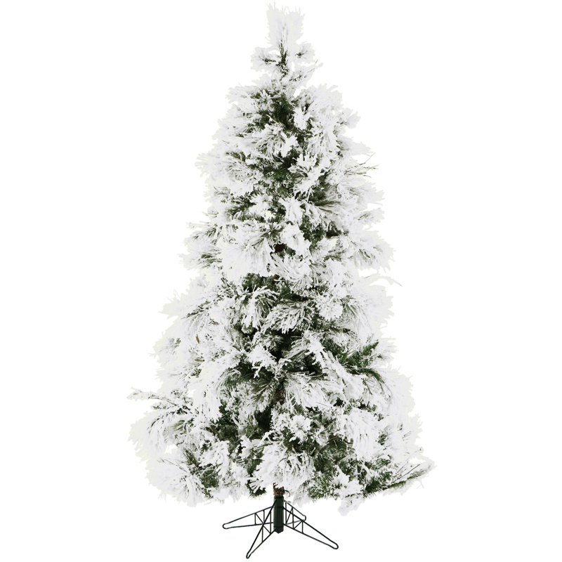 9 ft Snowy Pine Flocked Artificial Christmas Tree with Multi-Color LED Lights