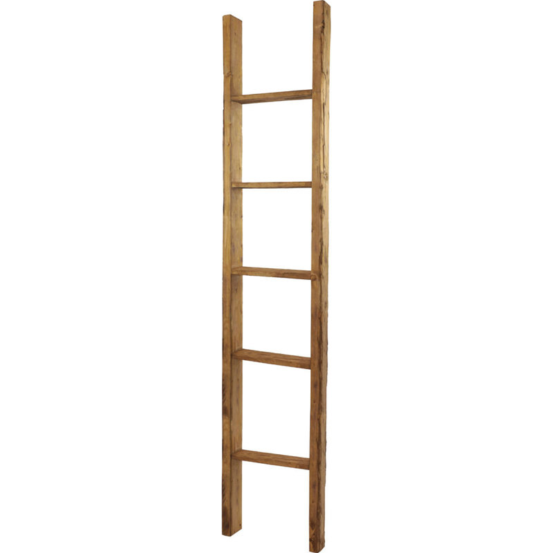 Weathered Brown Vintage Farmhouse 5-Rung Decorative Ladder