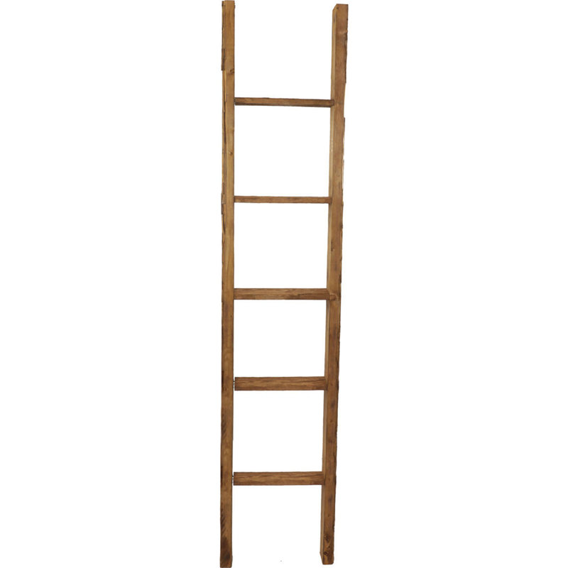 Weathered Brown Vintage Farmhouse 5-Rung Decorative Ladder