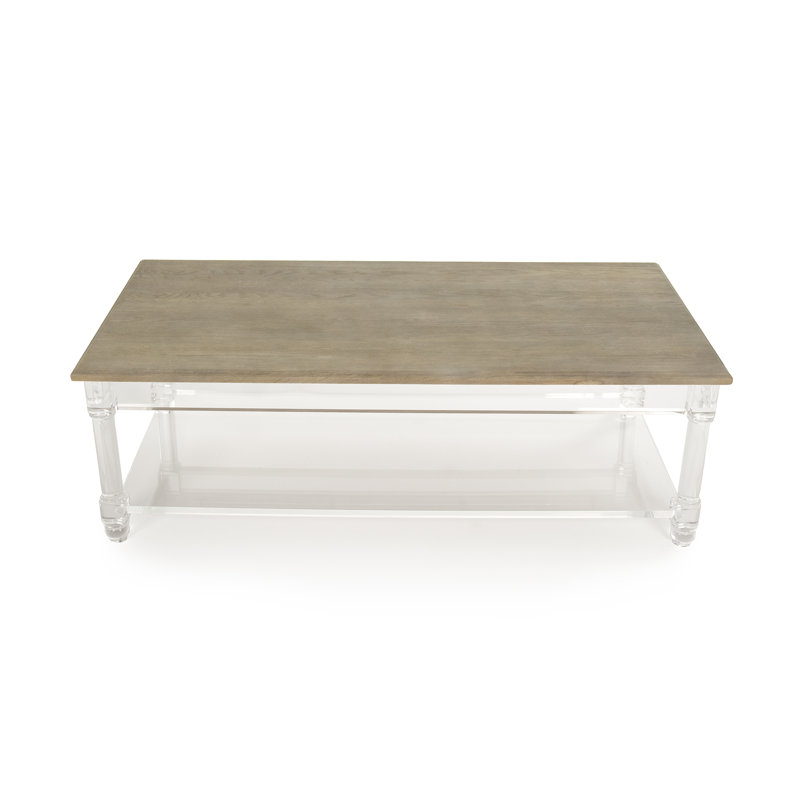 Corbin Rectangular Wood and Glass Coffee Table with Storage