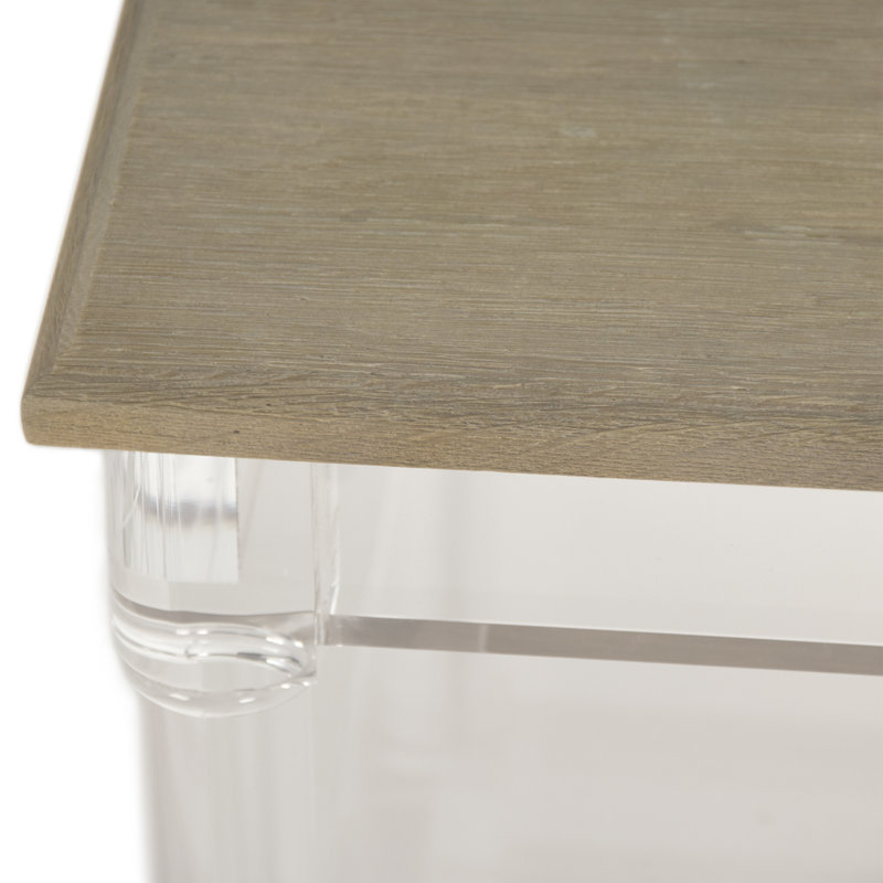 Corbin Rectangular Wood and Glass Coffee Table with Storage