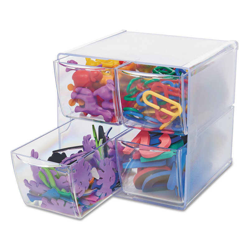 Clear Polystyrene 6" Stackable Desk Drawer Organizer Cube