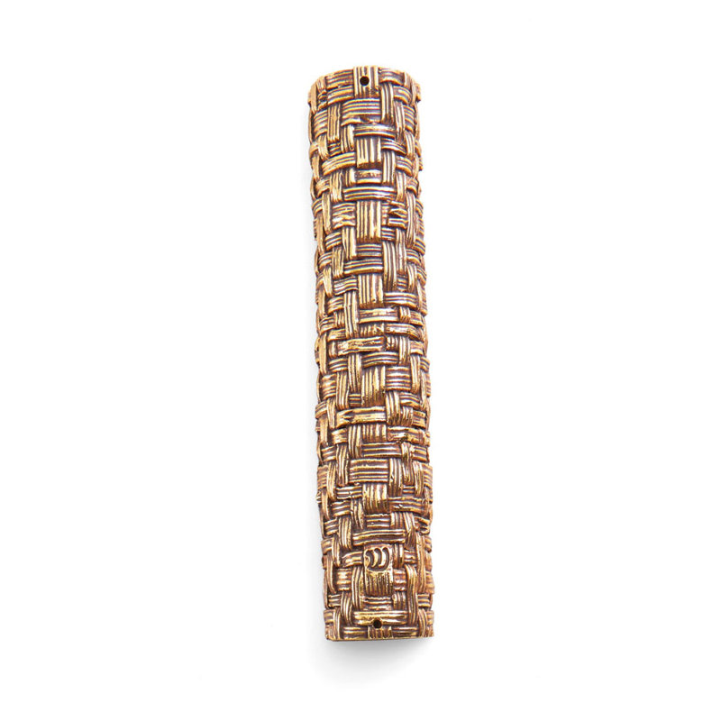 Antique Gold Woven Palm Mezuzah