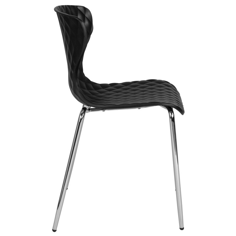 Lowell Black Metal Diamond Quilted Stackable Chair