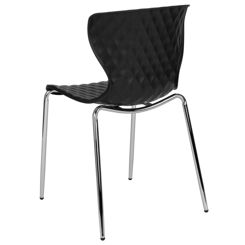 Lowell Black Metal Diamond Quilted Stackable Chair