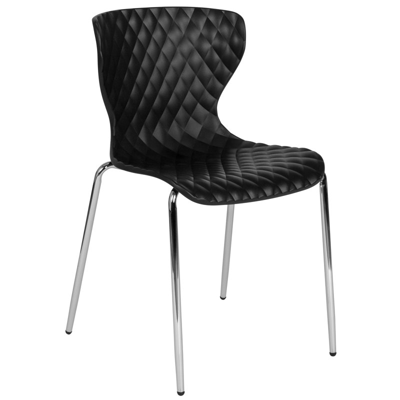 Lowell Black Metal Diamond Quilted Stackable Chair