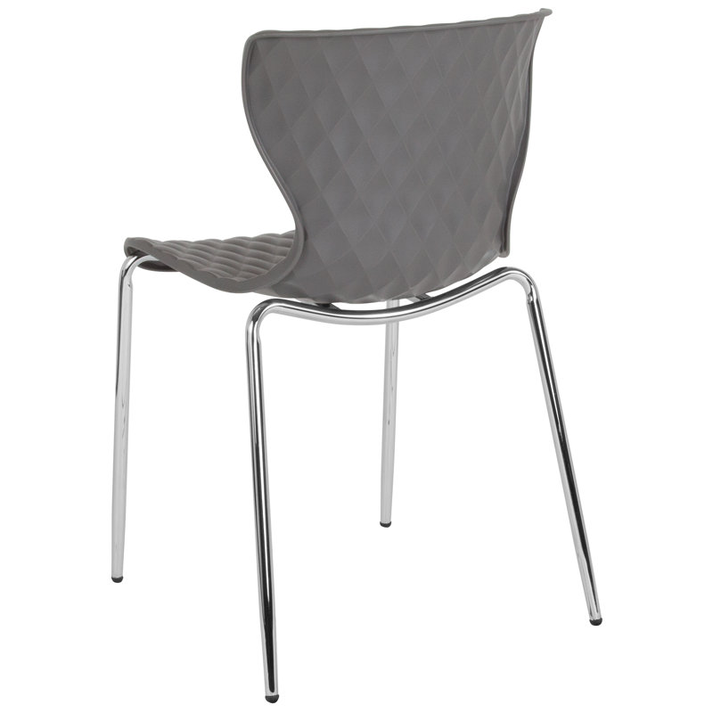 Quilted Diamond Gray Plastic Stackable Modern Chair