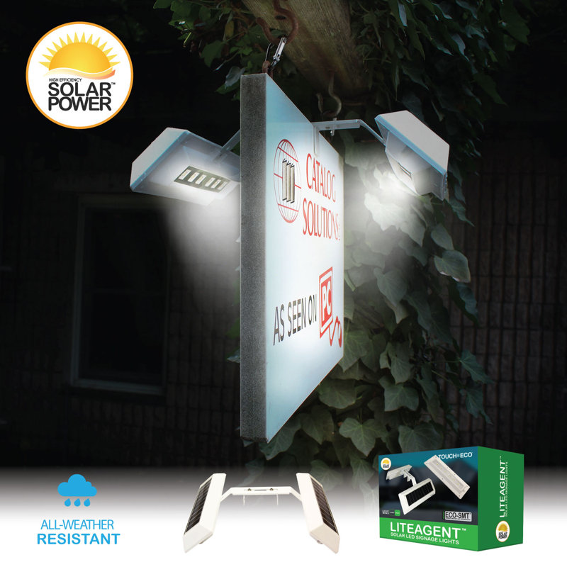 Dual Solar LED Sign and Post Light with Adjustable Mounting Bracket