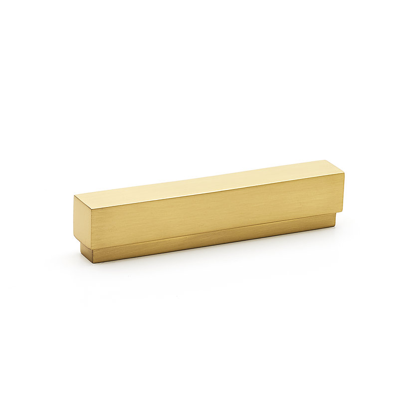Modern Satin Brass Recessed Bar Handle Pull with Mounting Hardware