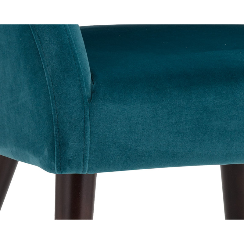 Vivianne Timeless Teal Tufted Upholstered Armchair with Poplar Wood Legs