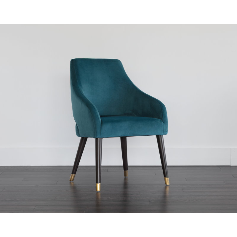 Vivianne Timeless Teal Tufted Upholstered Armchair with Poplar Wood Legs