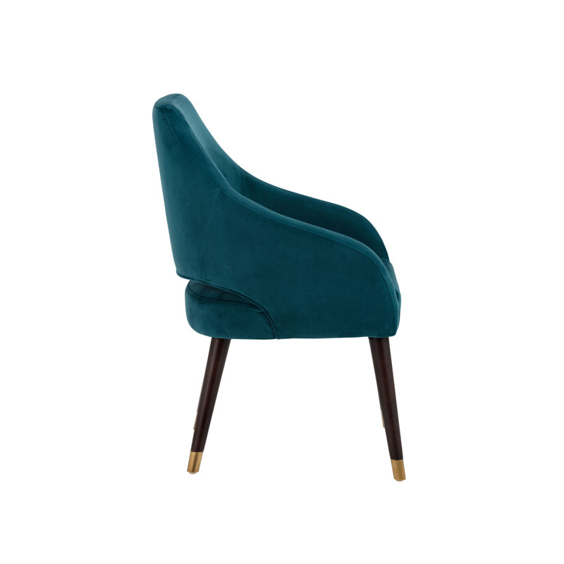 Vivianne Timeless Teal Tufted Upholstered Armchair with Poplar Wood Legs
