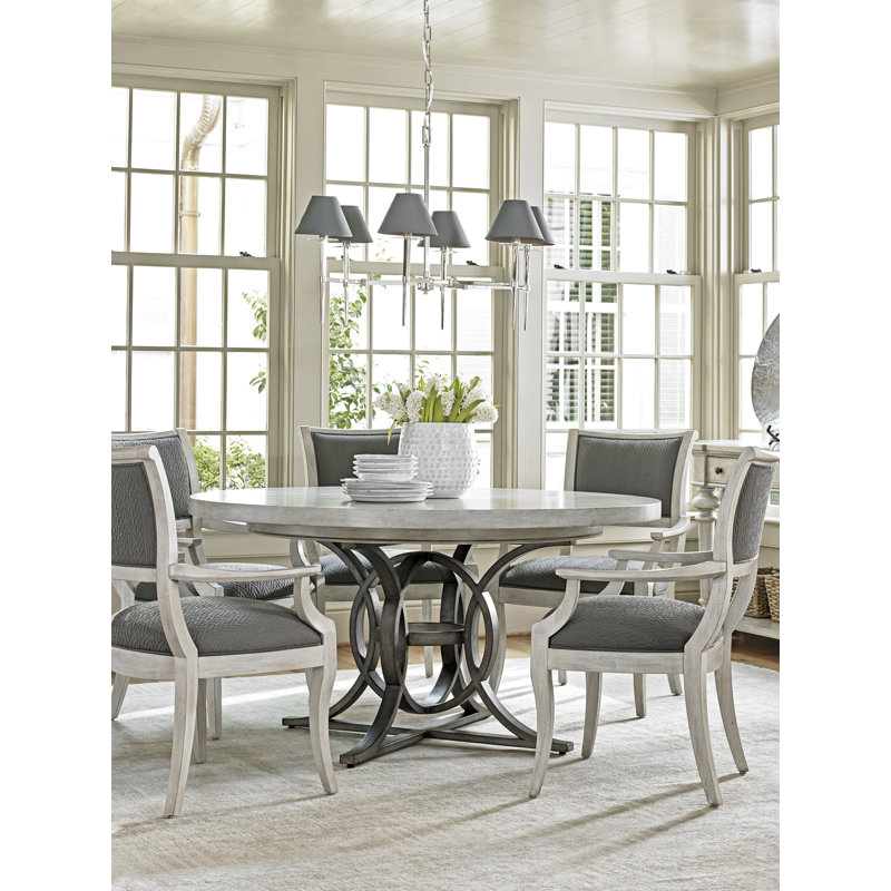Gray Geometric Leather Upholstered Arm Chair