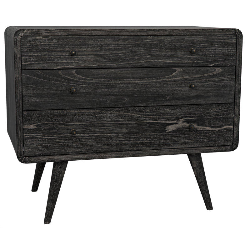 Cinder Black Mindi Wood Mid-Century Modern Accent Chest