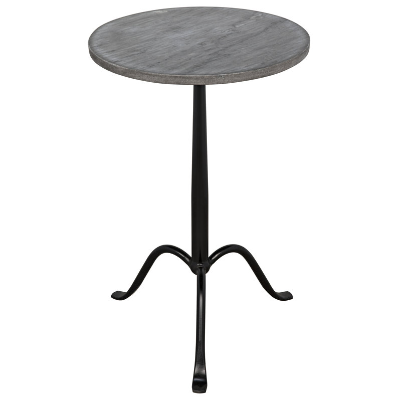 Cosmopolitan Black and Gray Marble Round Side Table