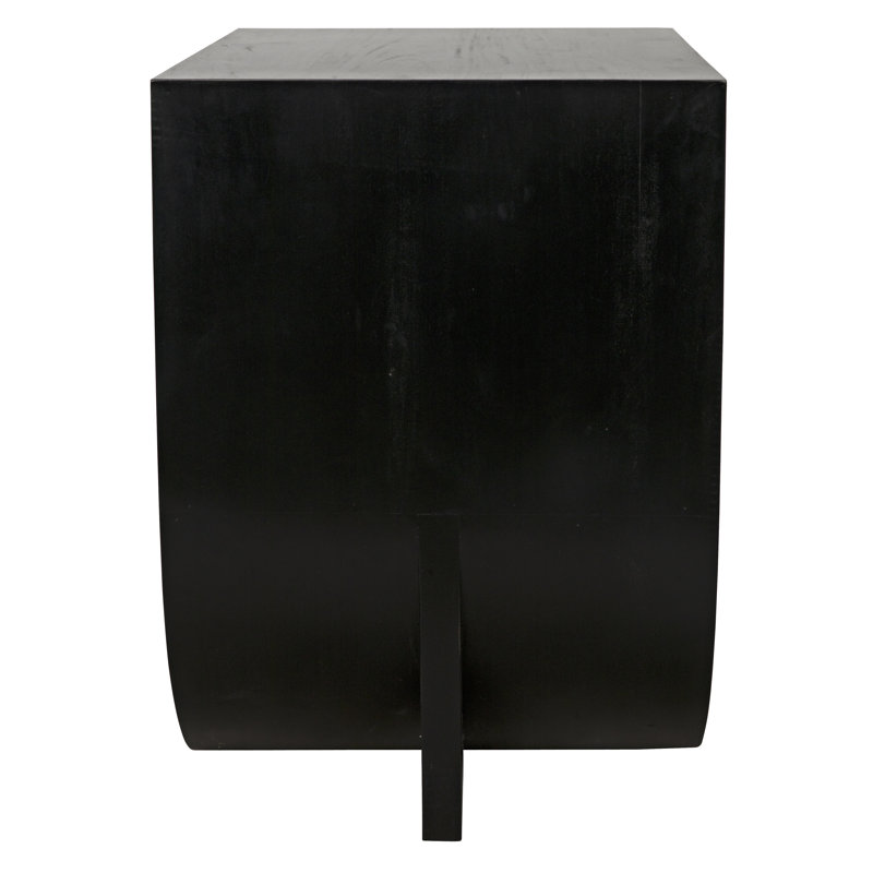 Hand Rubbed Black and Wood End Table with Storage