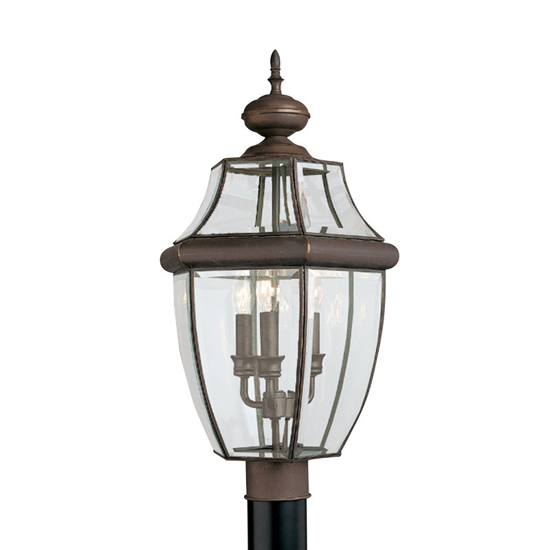 Antique Bronze Beveled Glass Outdoor Lantern Head