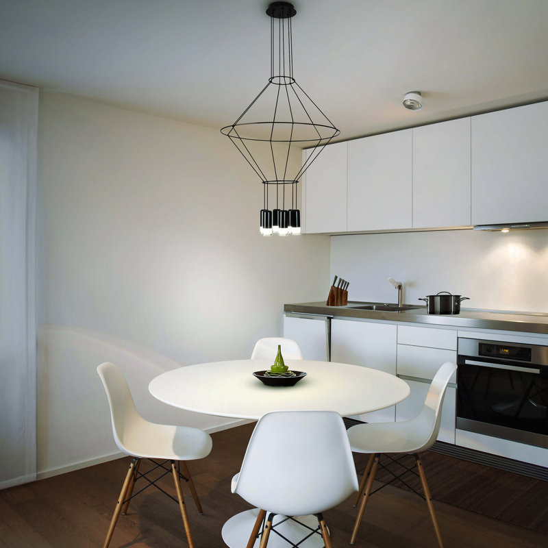 Expression 24" Black Aluminum 6-Light LED Geometric Pendant
