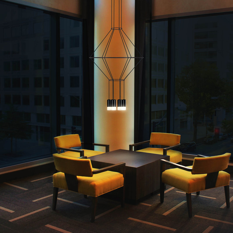Expression 24" Black Aluminum 6-Light LED Geometric Pendant
