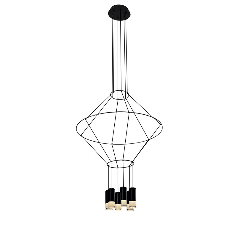 Expression 24" Black Aluminum 6-Light LED Geometric Pendant