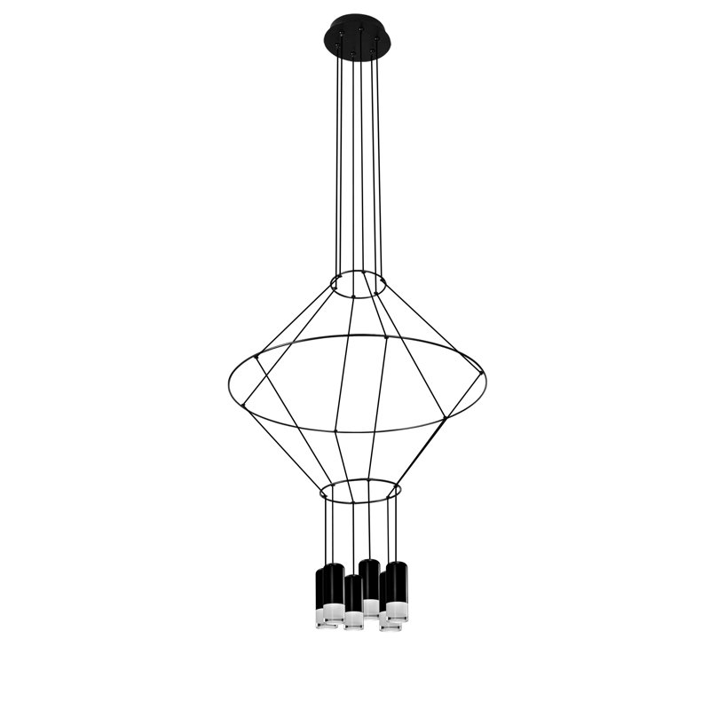 Expression 24" Black Aluminum 6-Light LED Geometric Pendant