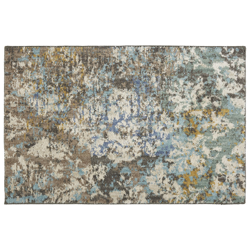 Gray and Multi-Color Medallion Viscose Area Rug
