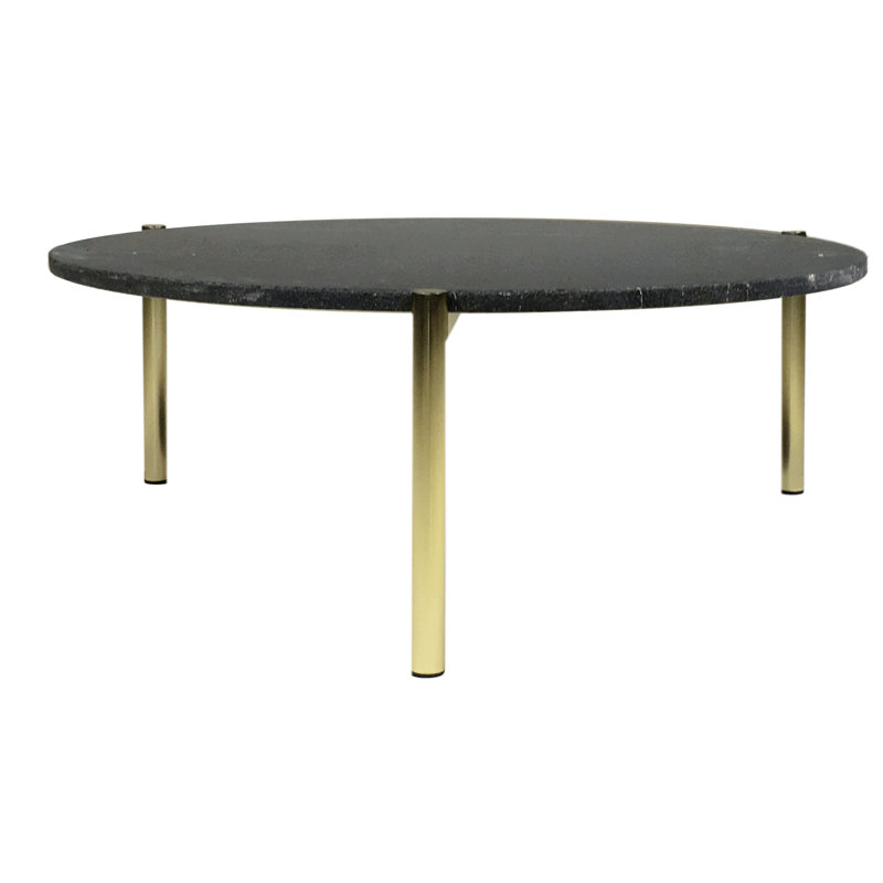 Atlas 31" Black Marble and Brass Coffee Table