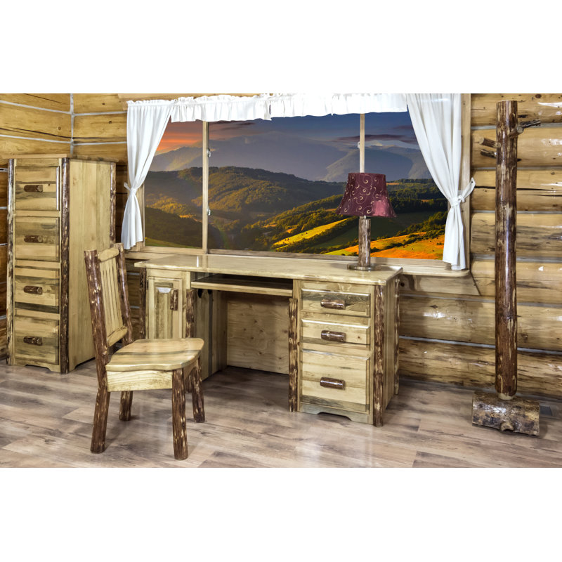 Grand Lodge Pine 4-Drawer Letter File Cabinet with Dark Finish