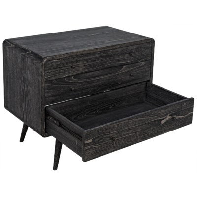 Cinder Black Mindi Wood Mid-Century Modern Accent Chest
