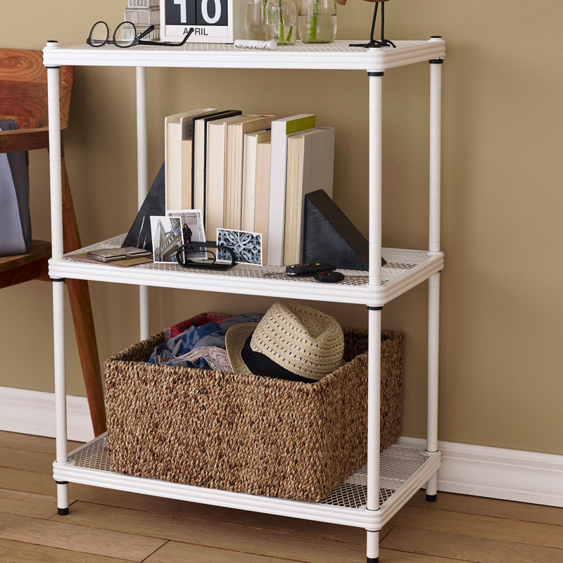 MeshWorks 3-Tier Adjustable White Metal Utility Shelving Unit