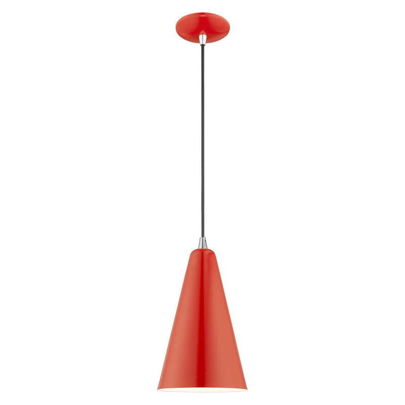 Modern Mini Pendant Light in Shiny Red with White Interior Finish