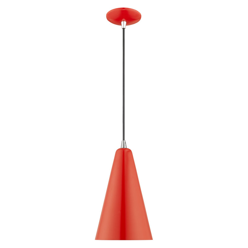 Modern Mini Pendant Light in Shiny Red with White Interior Finish