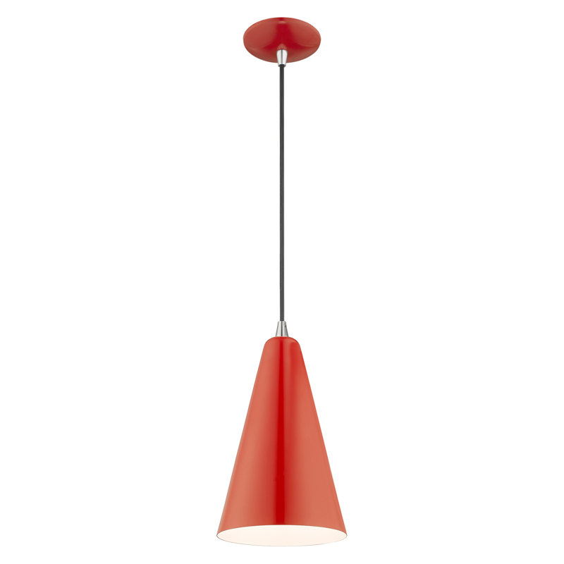 Modern Mini Pendant Light in Shiny Red with White Interior Finish