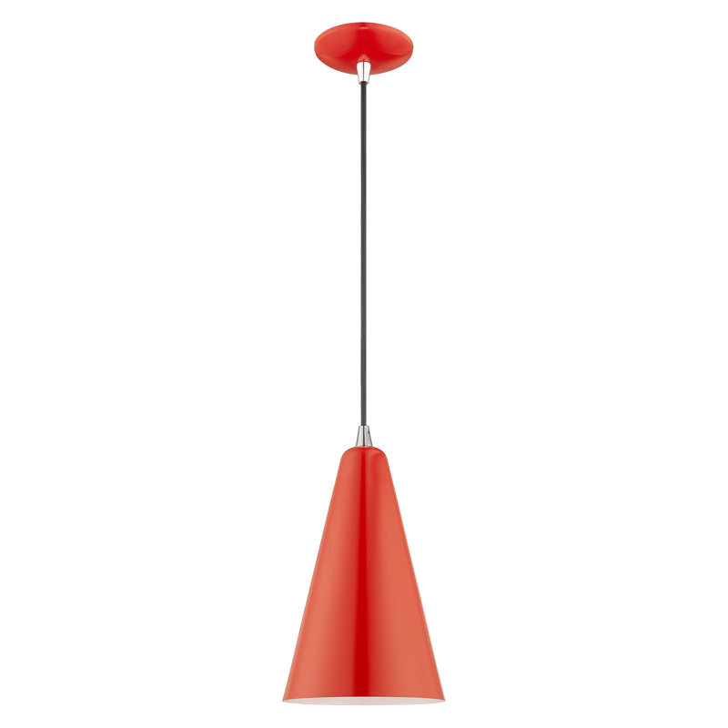Modern Mini Pendant Light in Shiny Red with White Interior Finish
