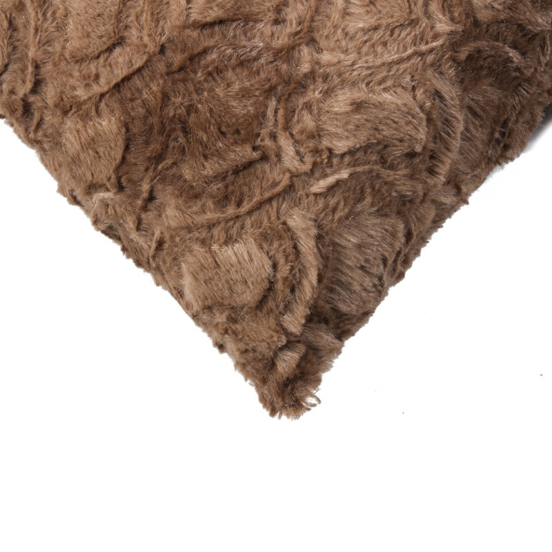 Brown Faux Fur Square Throw Pillow Set