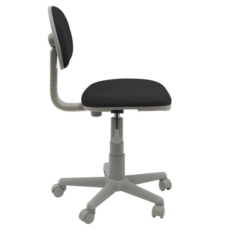 ErgoComfort Armless Black Swivel Task Chair with Pneumatic Height Adjustment
