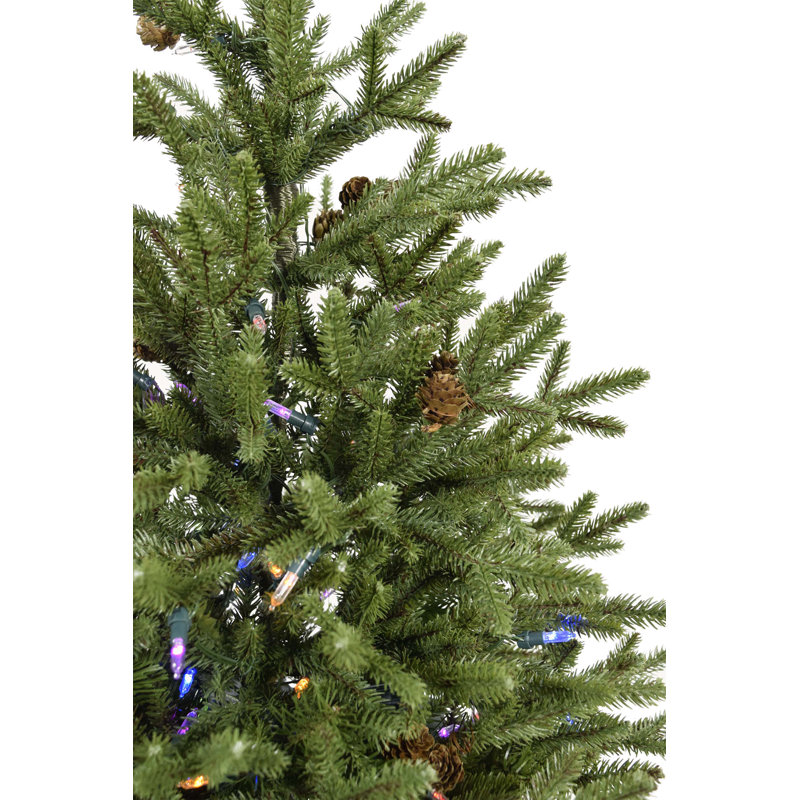36'' Potted Noble Fir Artificial Christmas Tree with Multi-Color LED Lights