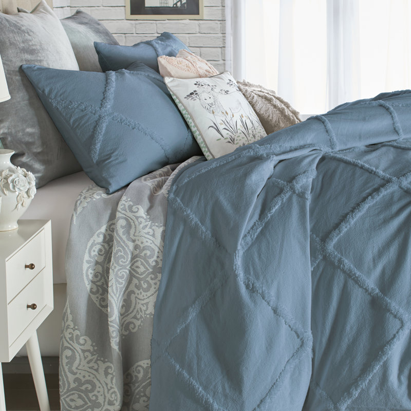 White Cotton Chenille Lattice Queen Duvet Cover