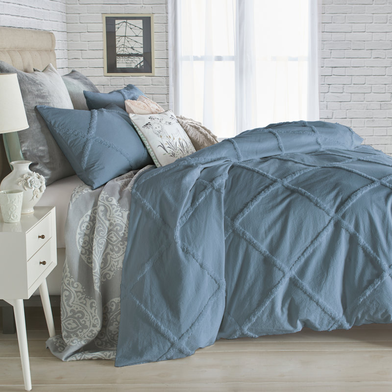 White Cotton Chenille Lattice Queen Duvet Cover