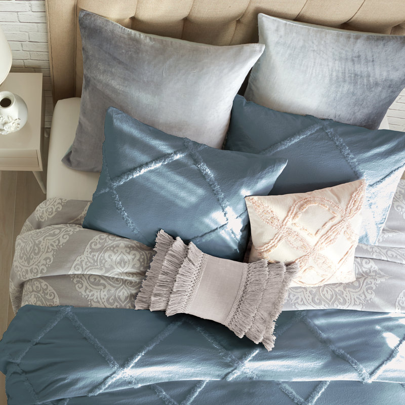 White Cotton Chenille Lattice Queen Duvet Cover