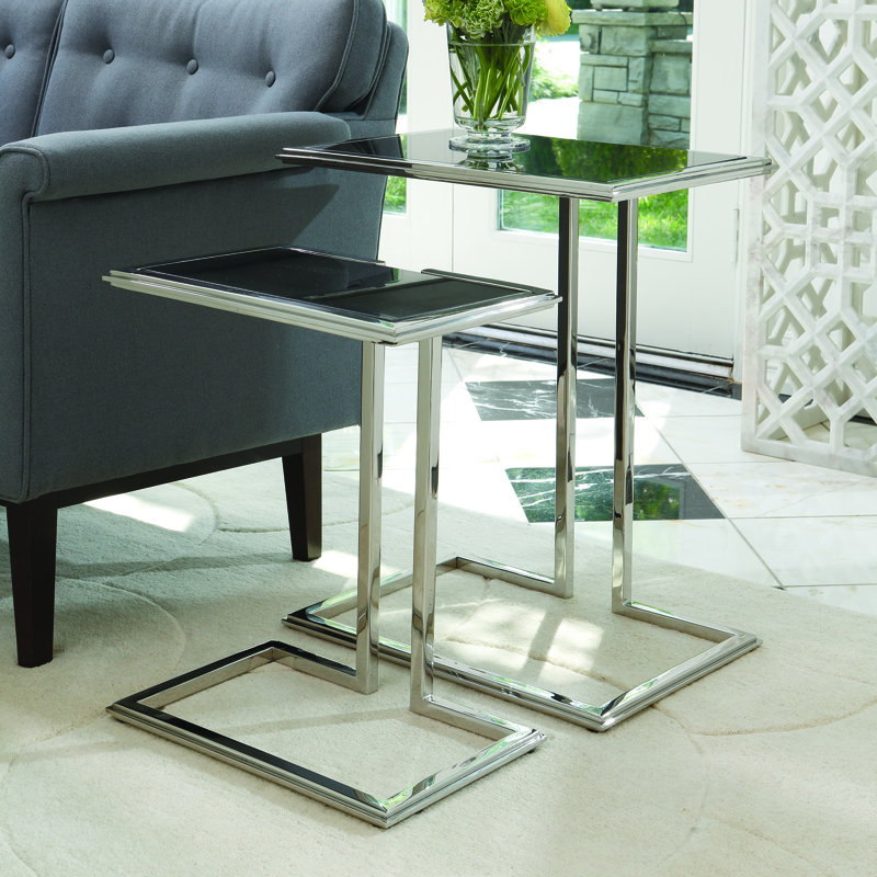 Modern Rectangular Cozy Up Stainless Steel End Table