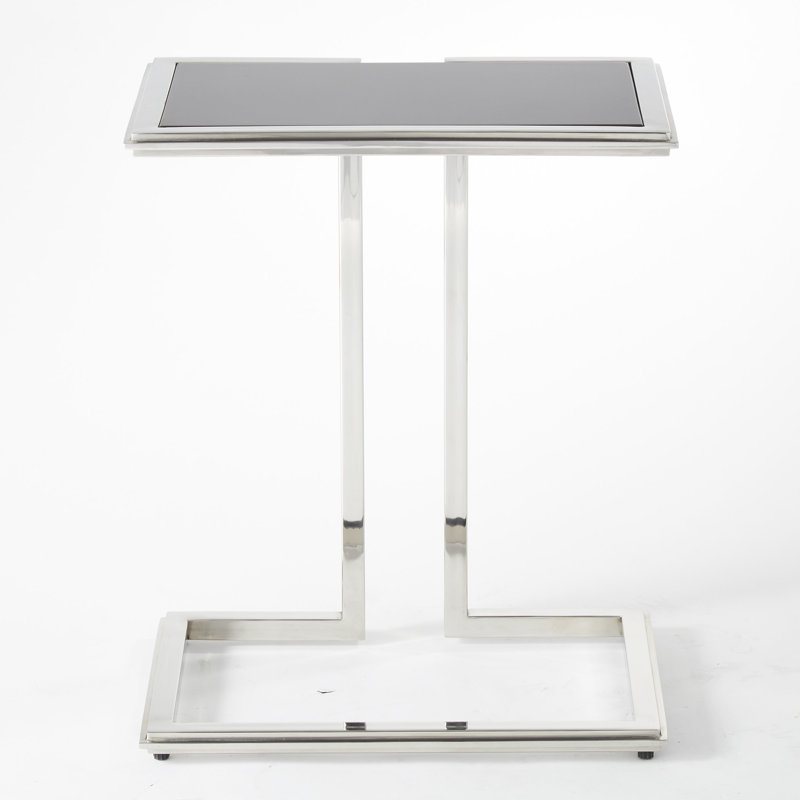 Cozy Up Small Rectangular Stainless Steel Table with Black Granite Top