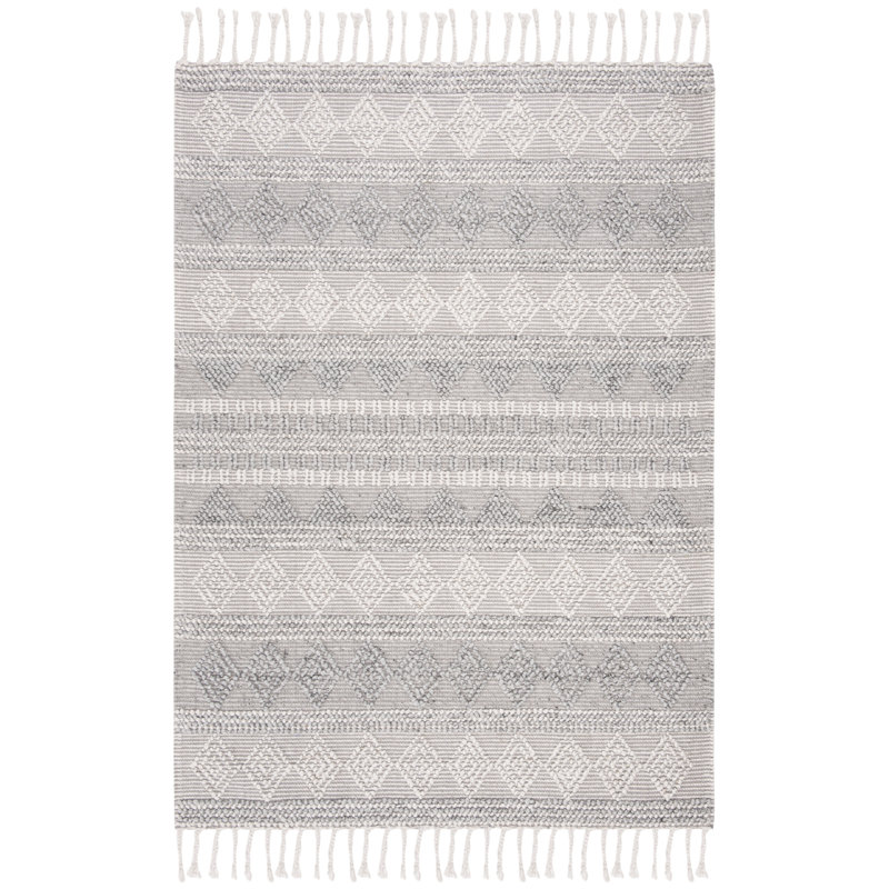 Ivory & Silver Hand-Tufted Wool-Viscose Blend Area Rug, 5' x 8'