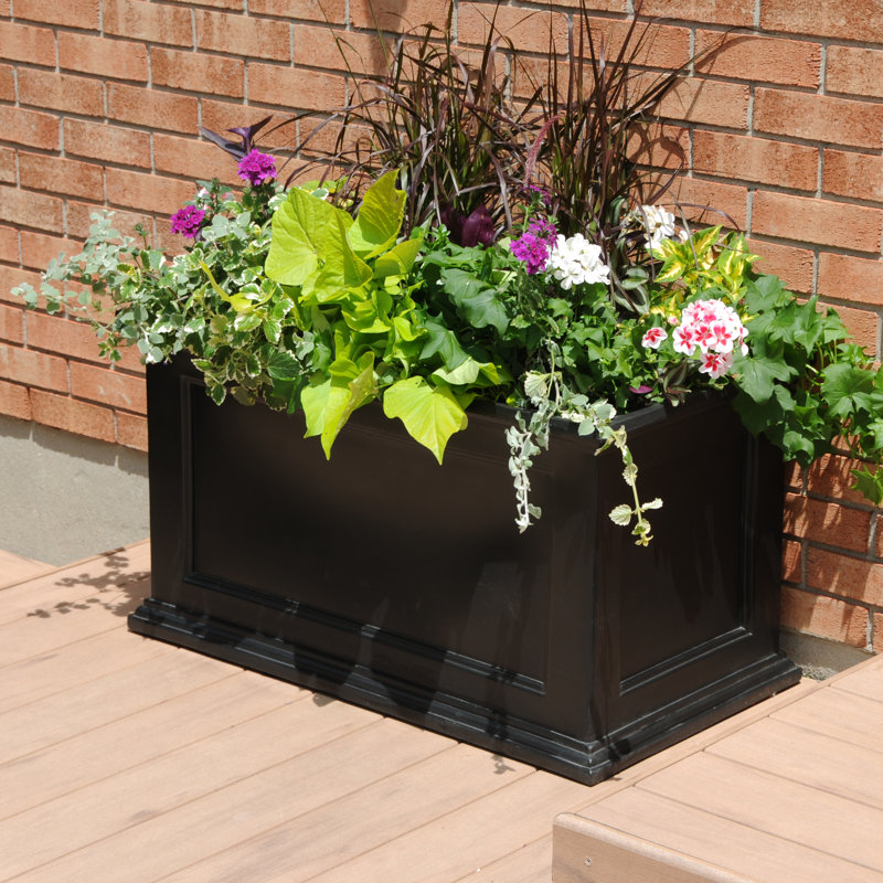 Fairfield 36"x20" Classic Black Self-Watering Polyethylene Planter
