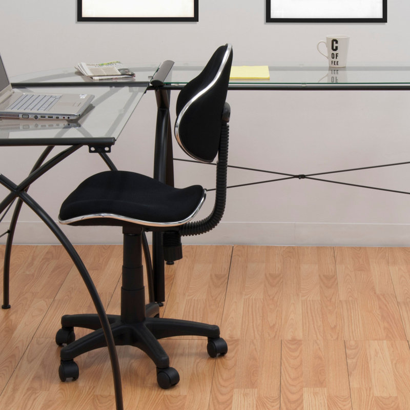 Mode Black Armless Swivel Task Chair with Adjustable Height