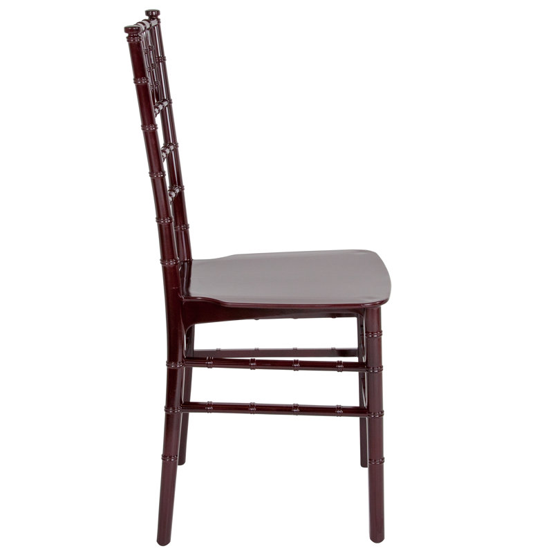 Elegant Mahogany Brown Resin Chiavari Stackable Chair