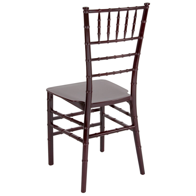 Elegant Mahogany Brown Resin Chiavari Stackable Chair