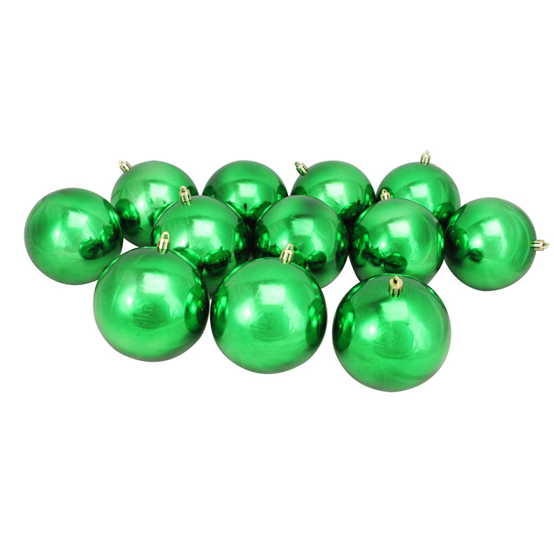 12-Piece Green Shatterproof Plastic Christmas Ball Ornaments Set