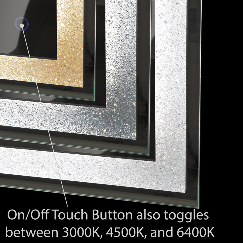 Luxury Crystal 48"x36" Frameless LED Bathroom Vanity Mirror